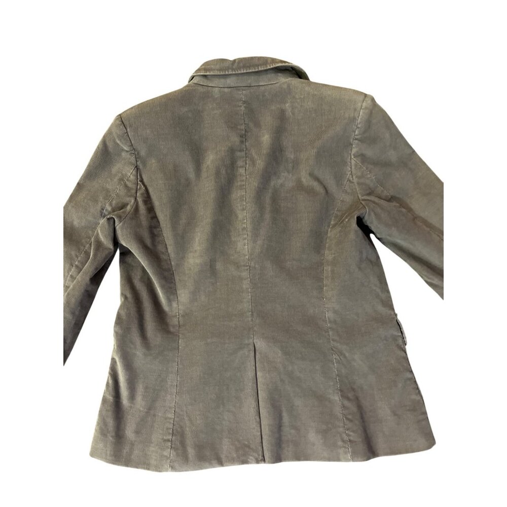 London Jean Corduroy Blazer Womens 8 Gray 2 Button Jacket Blue Lining - Picture 4 of 12